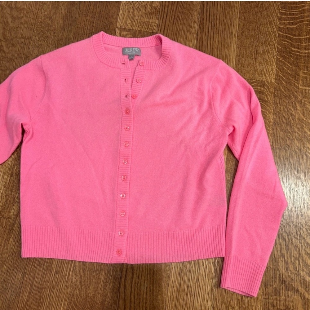 J. Crew Vibrant Pink cashmere  Cardigan Sweater
